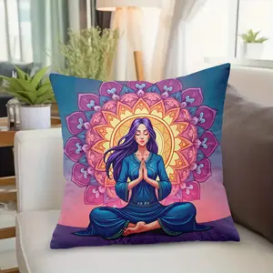 1 piece, Meditation Yoga Art, Square Colorful Decorative Pillowcase, suitable for bedroom and living room, zipper closure, suitable for living room, bedroom, porch, patio decoration - Modern Style