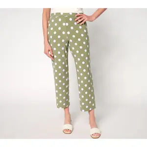 Dennis Basso Petite Polka Dot Italia Knit Crop Pants