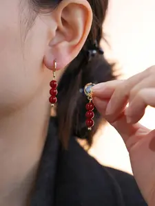 Natural Stone Bead Decor Dangle Earrings, Elegant Retro Style Jewelry for Women, Trendy All-match & Exquisite Jewelry for Birthday Gift