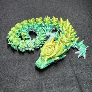 21" 3D printed rainbow rose dragon