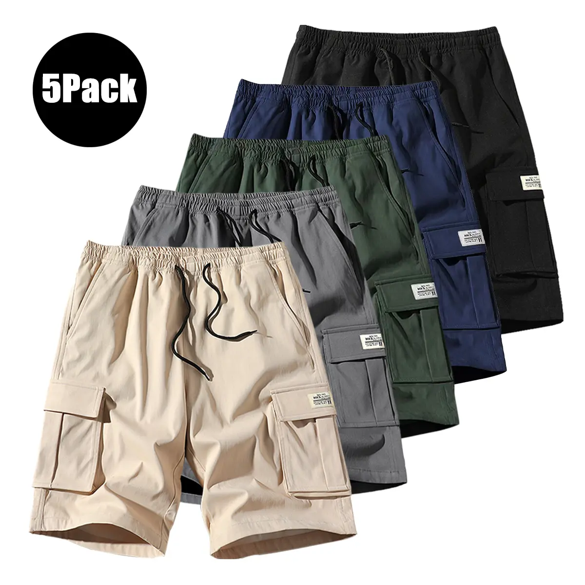Men's Loose-Fitting Multipocket Tooling Shorts - Solid Color Polyester Fabric, Wear-Resistant, Wrinkle-Resistant, Breathable Menswear Bottoms for Street, Skateboarding, Father's Day Gift, Breathable Men's Shorts, Multipocket M,summer,casual athletic short
