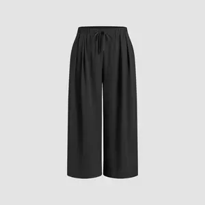 Cider [9 colors, size 0-26] Elastic Waist Wide Leg Trousers Curve & Plus