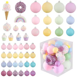 46 Pcs Pastel Color Shatterproof Christmas Ornament Set -3D Ice Cream, Donut & Cake Dessert Decorations for Candyland Xmas Party, Holiday Tree Decor, Sweet - Themed Gathering & Home Decor