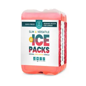 Healthy Packers Reusable Ice Packs for Lunch Bags and Coolers (Set of 4) - Slim & Long Lasting Freezer Packs for Lunch Box - Ideal Cool Pack for Lunchbox, Cooler, Cooler Bag (Red)