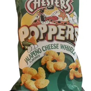 Chester's Poppers Jalapeño Cheese Whirlz Flavored Corn Snacks Pack Experience Natural Crispy Crunchy Bite with Light Crunch Texture Artificial  Chip puffed