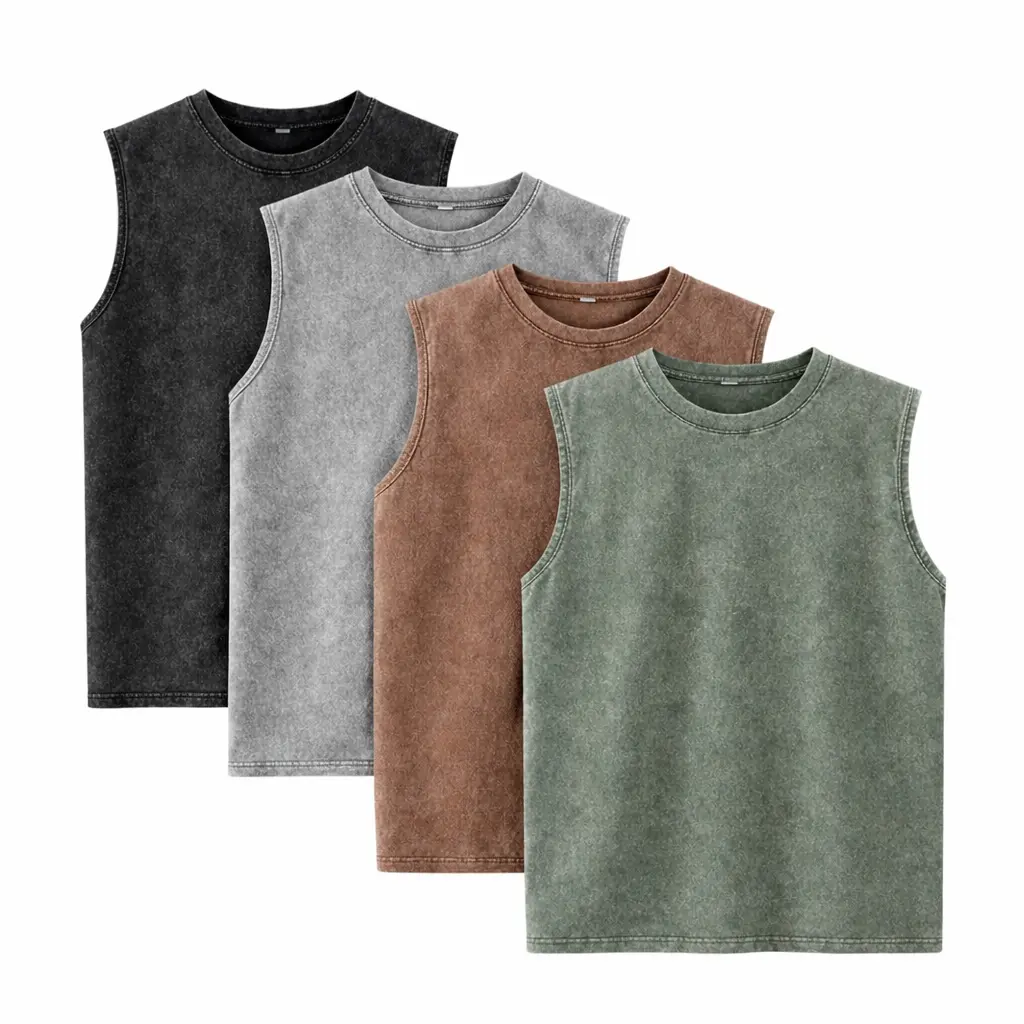 Men's Sleeveless Oversized Vest - 1/4 Pack Vintage Heavy Cotton Menswear Tee, Classic Soft Plain Loose Washed Athletic T-Shirt for Sports (TikTok Shop Spring Glow-Up)