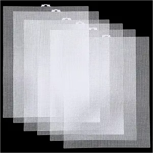 Plastic Canvas Sheets 13.4” x 10.4” Per Sheet 2.5mm Mesh with 7 Holes per Inch Easy-to-Cut Needlepoint Canvas for Cross Stitch Embroidery DIY Crafts & Aquarium Dividers 6 Piece