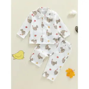 Boys Girls 2-piece Outfit Pumpkin Patch Long Sleeve Shirt with Leggings Halloween Clothes Set for Toddlers