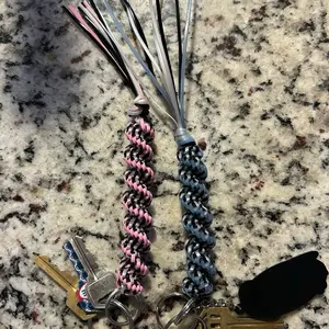 Double Zebra Stitch Keychain - Multi-Colored Braided Design with Keyring Attachment