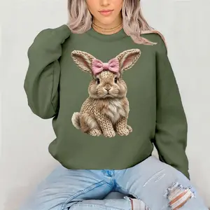 Lola the Brown Furry Faux Yarn Bunny Crewneck Sweatshirt Gildan Everyday Style Super Soft Unisex Fit Streetwear Graphic Top warm Womenswear Casual Printed Long Sleeved Easter