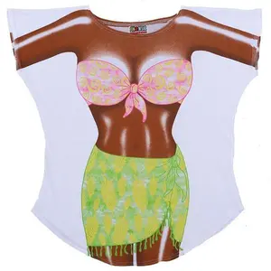 LA Imprints Fantasy Coverup Tan Tropical Girl Bikini Body Coverup T-Shirt