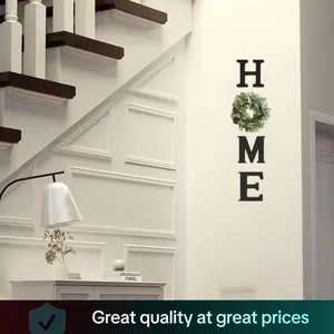 Wooden HOME Letters with Artificial Eucalyptus Wreath, Modern Hanging Farmhouse Sign, Rustic Farmhouse Design, Farmhouse Decoration, Wall Decor for Living Room and Kitchen