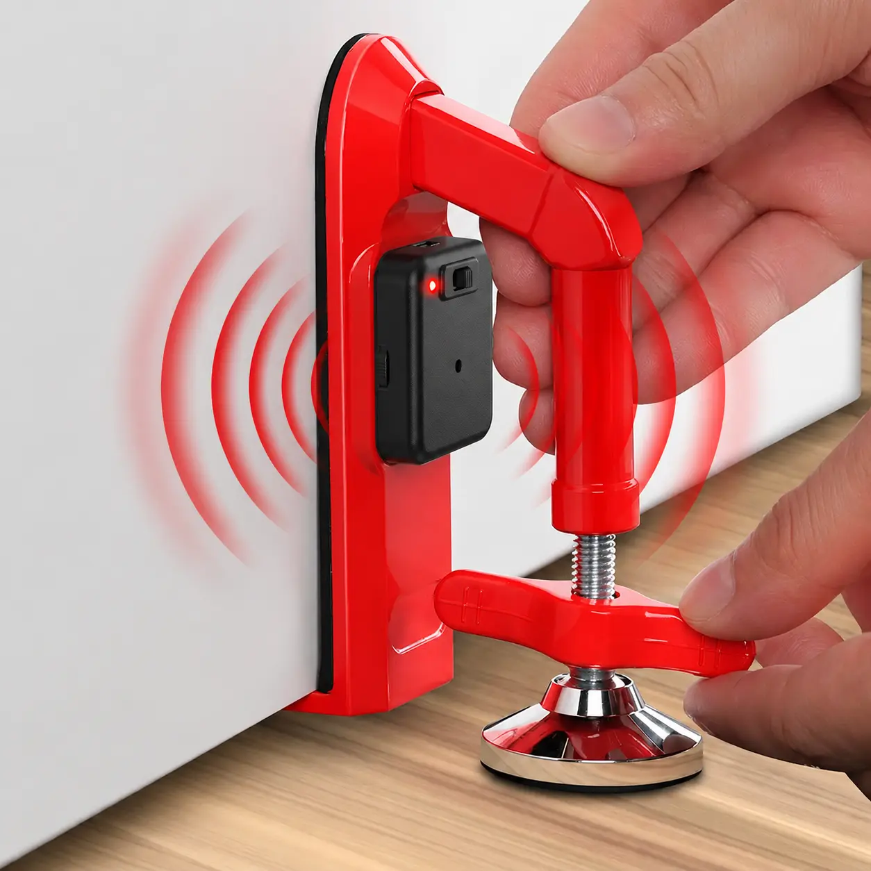 80dB Door Stop Alarm - Portable Anti-Theft Security Door Stopper for Home  Travel & Hotel, Personal Safety for Solo Travelers & Women, Tool-Free Install Personal Safety Door Lock Red Dual Protection Commercial