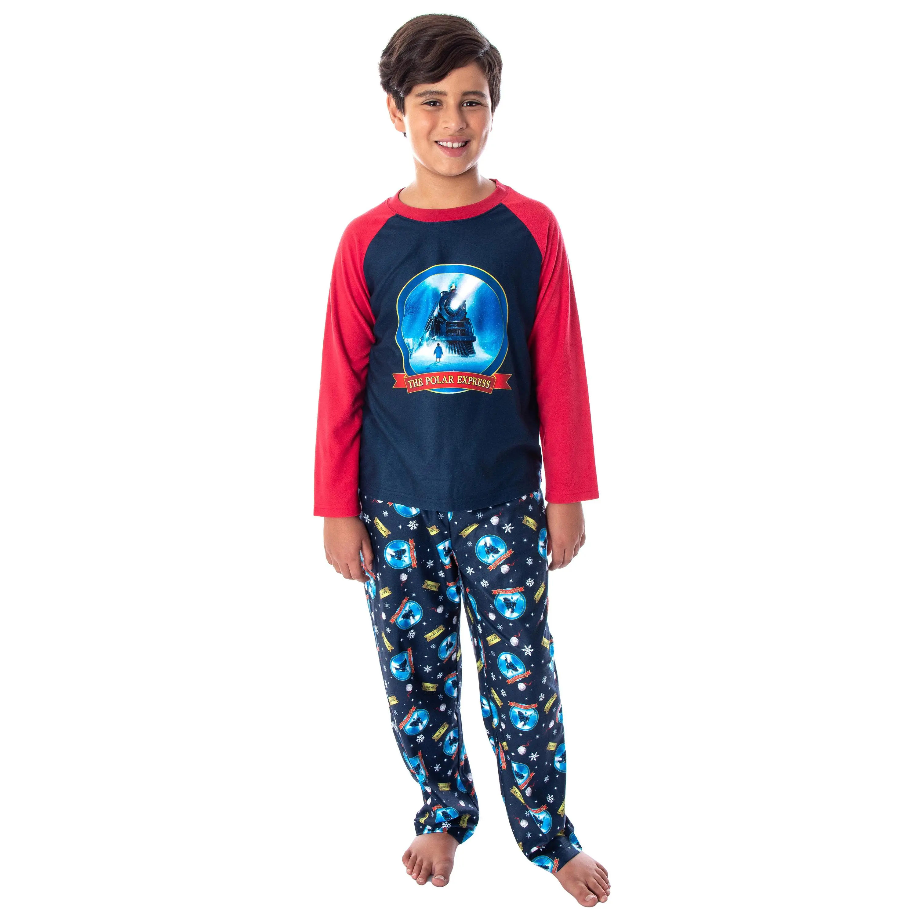 The Polar Express Train Big Kids Raglan Pajama Set, Cartoon Print Pajama