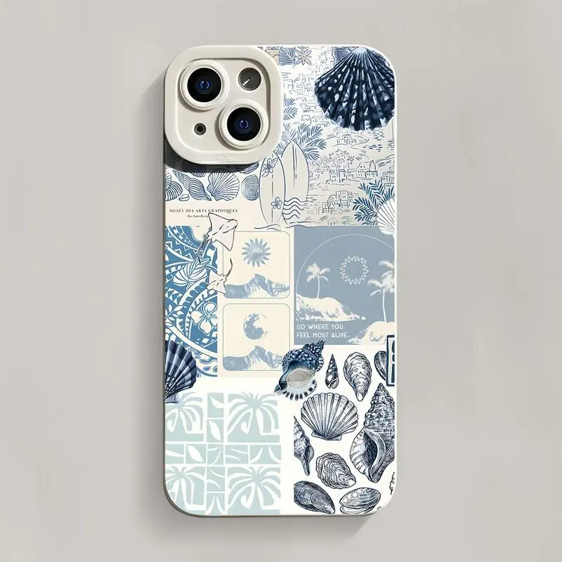 [Shockproof] Coastal Sea Shell Seaweed Star Ocean Life All-Inclusive Shockproof Phone Case |    TPU |   Stylish and Durable |   Compatible with iPhone 17 Pro Max Plus Air/ 11/12/13/14/15/16 Pro Plus Pro Max Screen Protector Cover Protection