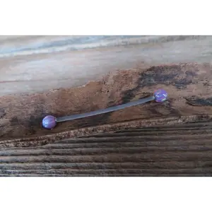 Lavender Purple Opal Stone Pregnancy Bio-flex Biolex Bioplast Retainer Piercing Belly Ring