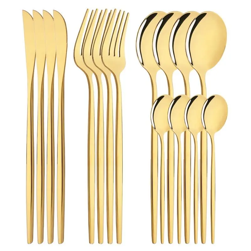 16pcs Stainless Steel Tableware Utensils Set, Including Forks Spoons And Knives Set, Portable Cutlery Set for Home Kitchen Restaurant, Flatware Gift Set