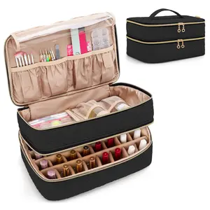 BAFASO Resizable Nail Polish Organizer Bag with Handle Strap - Holds 40 x 15ml (0.5 fl.oz) Bottles, Features Patented Design, Includes Manicure Tools Storage Sections,summervibes