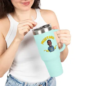 Funny Mustard Insulated Travel Mug, 40oz, Perfect for Road Trips, Gag Gifts, Summer BBQs, Unique Coffee Cup, Durable Drink Container
