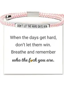 Elevate Your Spirit with Our Elegant Braided Adjustable Inspirational Bracelet in Stainless Steel and 18k Gold Plated Featuring the Uplifting Engraved Message Don't Let The Hard Days Win Perfect for Daily Wear and a Meaningful Gift -RR