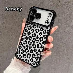 Compatible with iPhone 17 16 Pro Max 15 Plus 14 13 12 11 E Air Phone Case Leopard - print elegance Pattern Transparent Full Coverage Four Corners Anti-drop Casing