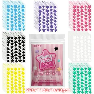 Colorful Star-Shaped Hydrogel Patches, Acne Stickers, Acne Clearing Products, Soft Non-Irritating, Daily Facial Use, Long-Lasting Adhesive, Personal Care, 280/1120/1680 Pcs