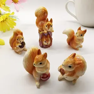 6pcs Bright Color Squirrel Resin Beads, Creative 3D Decorative Beads, DIY Jewelry Making, Phone Chain Charms, Holiday Gifts, Micro Landscape Decor