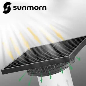 SUNMORN Solar Exhaust Fan, 2250RPM High CFM Ventilation for Up to 500 Sq.Ft Solar Attic Fan, IP65 Waterproof, Auto On/Off, Whisper Quiet - Easy DIY Installation for Garage, Greenhouse, Shed, Roof Vent