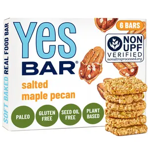 Yes Bar Salted Maple Pecan Soft Baked Plant Based Snack Bars, Gluten Free Paleo Friendly Real Food Bars, Seed Oil Free, 6 Bars