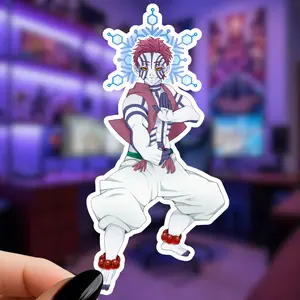 Akaza Demon Slayer Inspired - Anime Sticker or Magnet Waterproof UV Protection Anime Art Hashira Character Based Glossy Vinyl Laminated