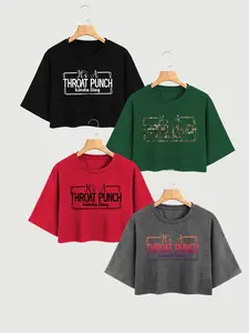 2026 Summer New Women s Crop Top It s A Throat Punch Kinda Day Print Short Sleeve Tee Casual Loose Fit Streetwear Trendy Graphic T Shirt for Teen Girls Y2K Aesthetic Daily Outfit Soft Comfy Cute Funny Statement Top TikTok Viral Fashion Multicolor