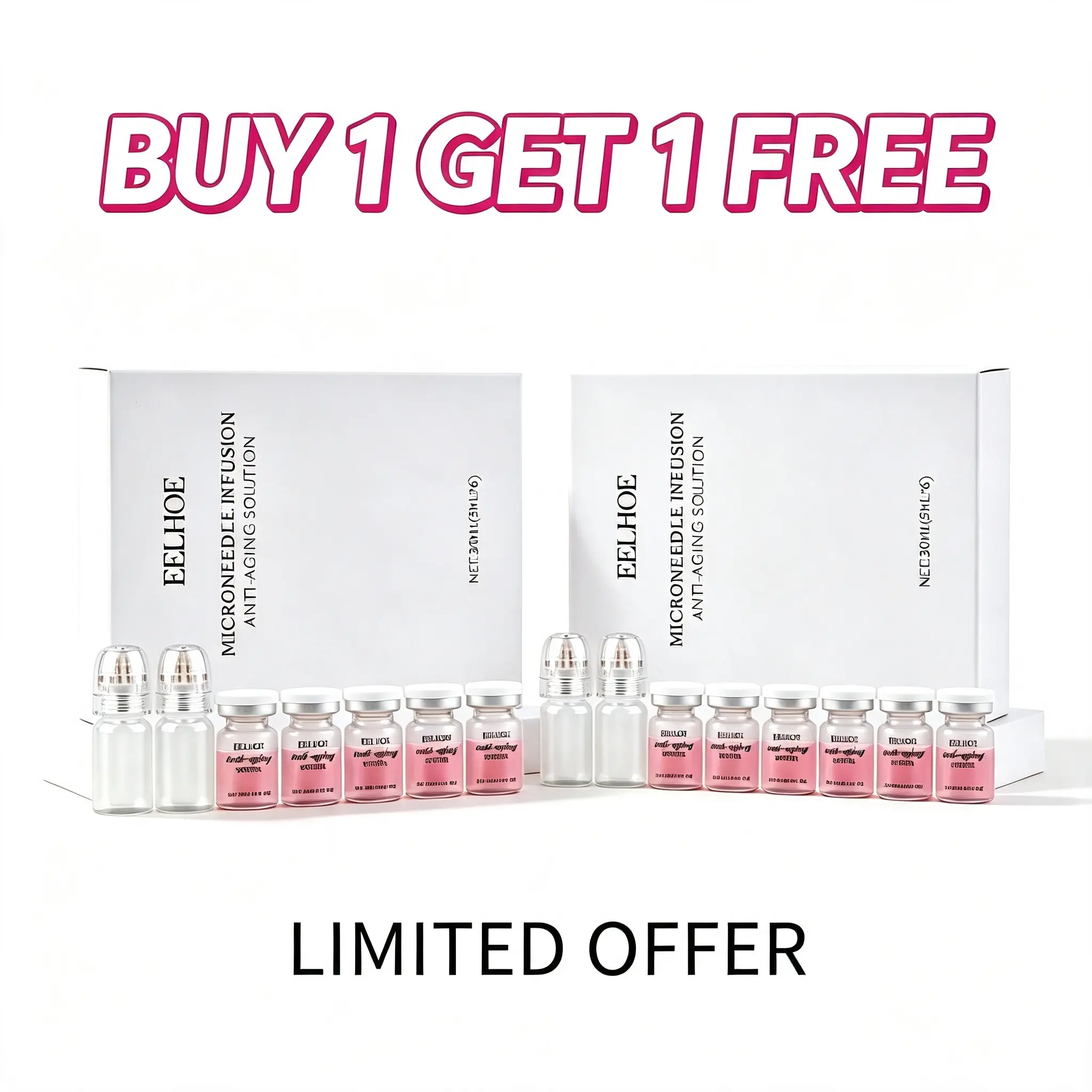 Buy 1 get 1 Microneedle Infusion Anti-Aging Facial Serum Kit, Deep Hydration Skin Firming Essence, Helps Smooth Fine Lines for Daily At-Home Skincare,Applicator Moisture Moisturize Moisturizer Hydrating Hydrate Ginger Sensuous Scent Vegan
