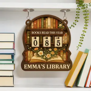 Floral Books Read Tracker, Books Read This Year, Bookish Decor, Custom Name Bookshelf Counter, Gift for Book Lover, Personalized Reader Gift