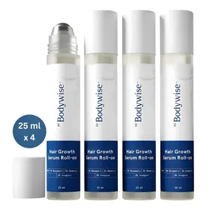 4 PACKS Advanced Hair Density Roll-On Serum 25 ml | 5% Saw Palmetto, 3% Rosemary, 1% Caffeine Herbasome & 3% Fenugreek | Scalp Serum for Reduced Hair Fall | Men & Women