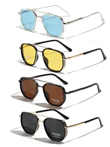 Unisex Vintage TR90 Square Polarized Aviator Sunglasses, Trendy Tinted Lens Eyewear for Everyday Use, UV Protection, Fashionable Accessories for Outdoor Activities, Travel & Daily Wear, Sunglasses For Women, Men's Sunglasses summerwins