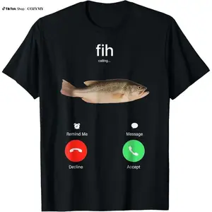 Fih Calling Remind me Message Decline Accept Phone Call Fish T-Shirt