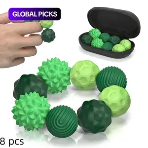 Fidget Ball Toy, 8 Counts Soft Squishy Silicone Decompression Squeeze Sensory Stress Relief Toys, Quiet Executive Desk Fidget Toys for Office, Fun Textured Ball, Travel Toys, Perfect Gift #GLOBAL PICKS