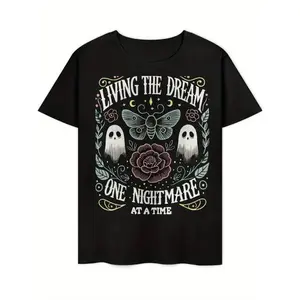 [100% Cotton] Men'S Vintage-Inspired "Living The Dream One Nightmare At A Time" Graphic T-Shirt Golf Gift T-Shirt For Men And Women  Golf Gift T-Shirt For Men and Women