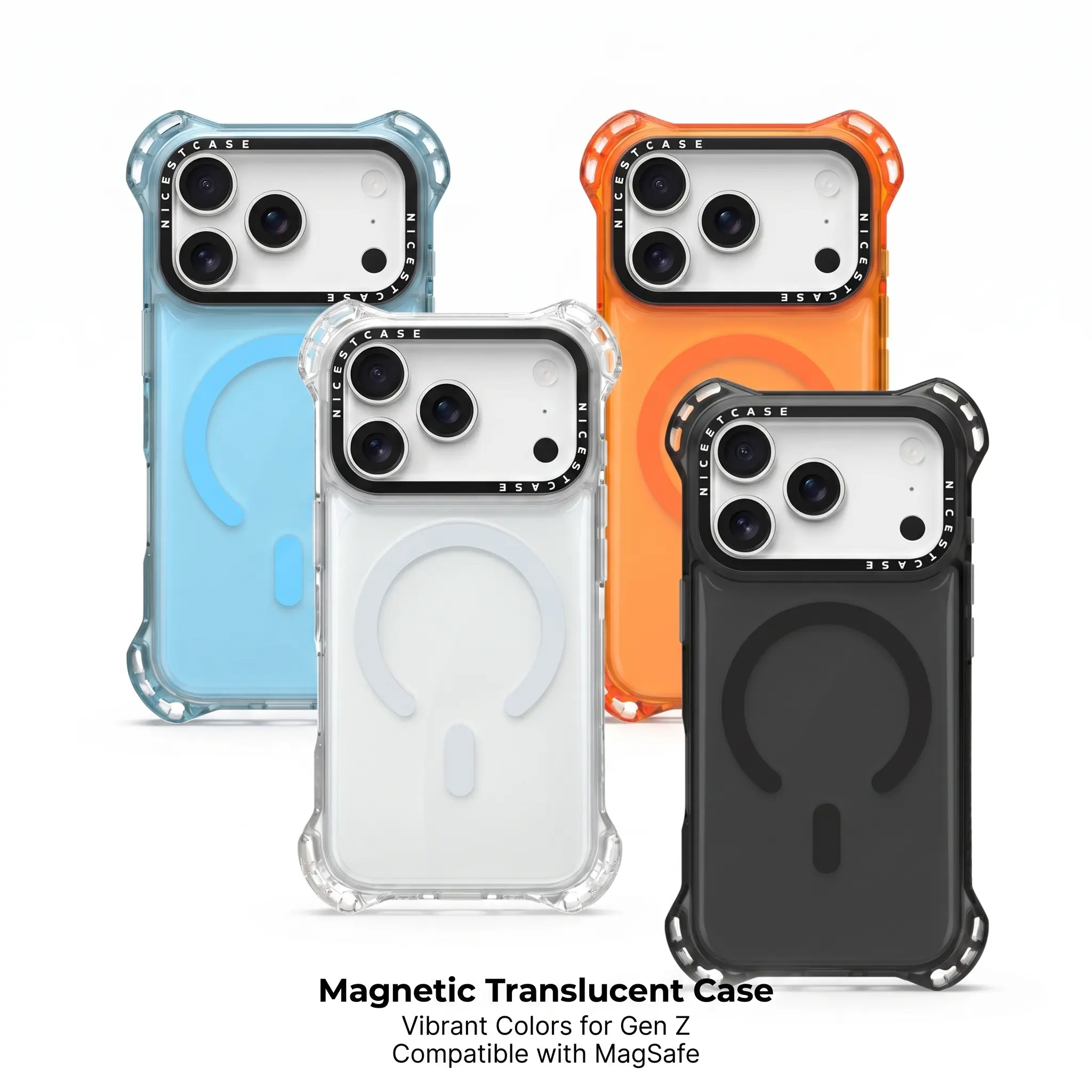 NICESTCASE MagSafe Jelly Resin Casing for iPhone 16-17 Series, Semi-Transparent TPU + Polycarbonate Protective Phone Cover, 7.5m Shockproof, Yellowing-Resistant, Edge Protection, Magnetic Accessory, Smartphone