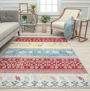 Rugs America RA31668 8 x 10 ft. Jaelyn JD40A Cape Patchwork Tribal Bohemian Red Area Rug, Boho Style Rug, Multicolor Rug