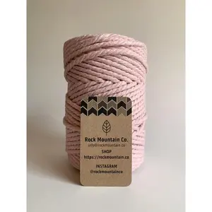 5mm 3 Ply Macrame Cord 3 Strand Twisted Cotton Craft Rope - Pink Fiber Art String