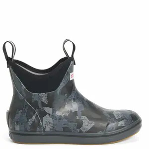Xtratuf Women's 6 Inch Ankle Deck Boot - BLACK CAMO- Summer Footwear, Lightweight, Waterproof, EVA Insole, Chevron Outsole, Rubber Upper, XPRESSCOOL Lining, Gift For Her or Mom