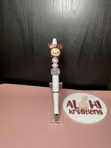 Sparkly Beaded Pen with Girl Mouse Design