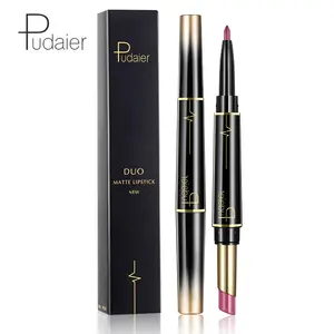 Pudaier Dual-ended Lipstick Lip Liner Pen Non-stick Cup Lipstick Rotating Lip Liner Pen Matte Velvet Lipstick Gloss Lipgloss