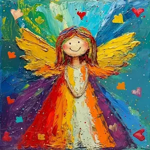 Cartoon Angel Pattern DIY Diamond Arts Colorful Painting Kit, DIY 5D Diamond Arts Colorful Painting Kit, Wall Art Decor for Home