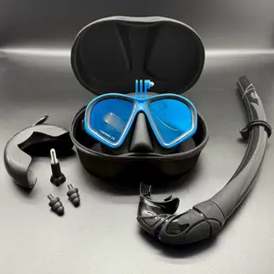 Wet Go-pro Mount Low Volume Diving Mask Tempered Glass Freedive Mask Diving Mask Snorkel Set with Camera Mount Black