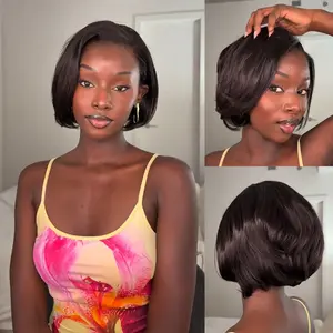 Short Bob 9*6 M-cap 7*5 Bleached Knots Wear Go Wig  180% HD Lace Wig Pre-Plucked Hairline Blowout Straight Water Wave Body Wave Kinky Straight Hairstyles Human Hair Wig TikTokShopBlackFriday