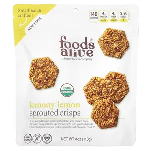 Foods Alive Sprouted Crisps, Lemony Lemon, 4 oz (113 g)