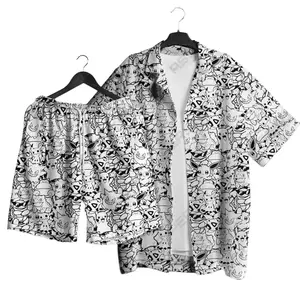 Gengpoke PKM Hawaiian Shirt Set – Tropical Button-Up Shirt, Summer Beach Short, Funny Unisex Vacation Outfit, Family Matching for All Ages,  Shirt Gift