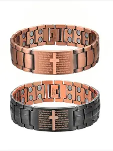 Copper Magnetic Bracelet for Men,99.99% Pure Copper Cross Bracelet with Ultra Strength Magnets Adjustable, Healthy Father's Day Gift